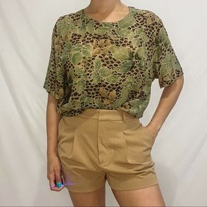 Animal print and flowers vintage top